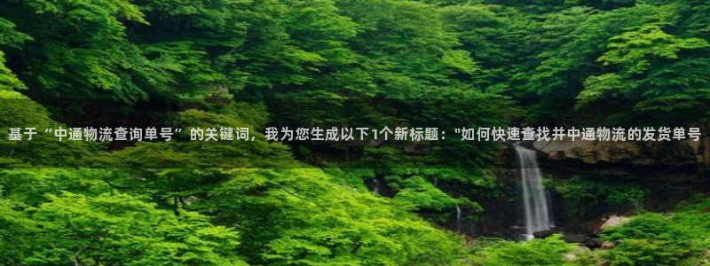 旺财28ccm游戏：基于“中通物流查
